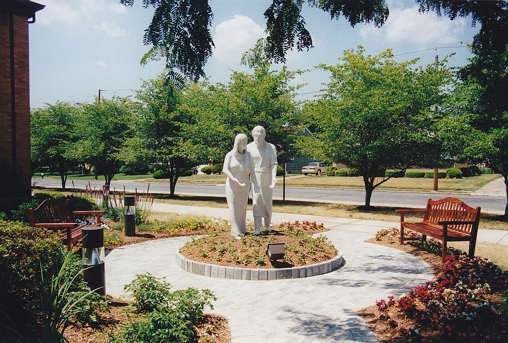 This statue of Sts. Joachim and Anne is from the Grandparents Garden on the parish grounds of the Church of St. Ann, Lawrenceville. Photo credit: Church of St. Ann website