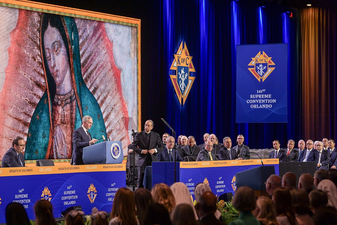 Supreme Knight Patrick E. Kelly calls the opening business session of the Knights of Columbus 141st Supreme Convention to order in Orlando, Fla., Aug. 1, 2023. OSV News photo/Tamino Petelinšek, Knights of Columbus