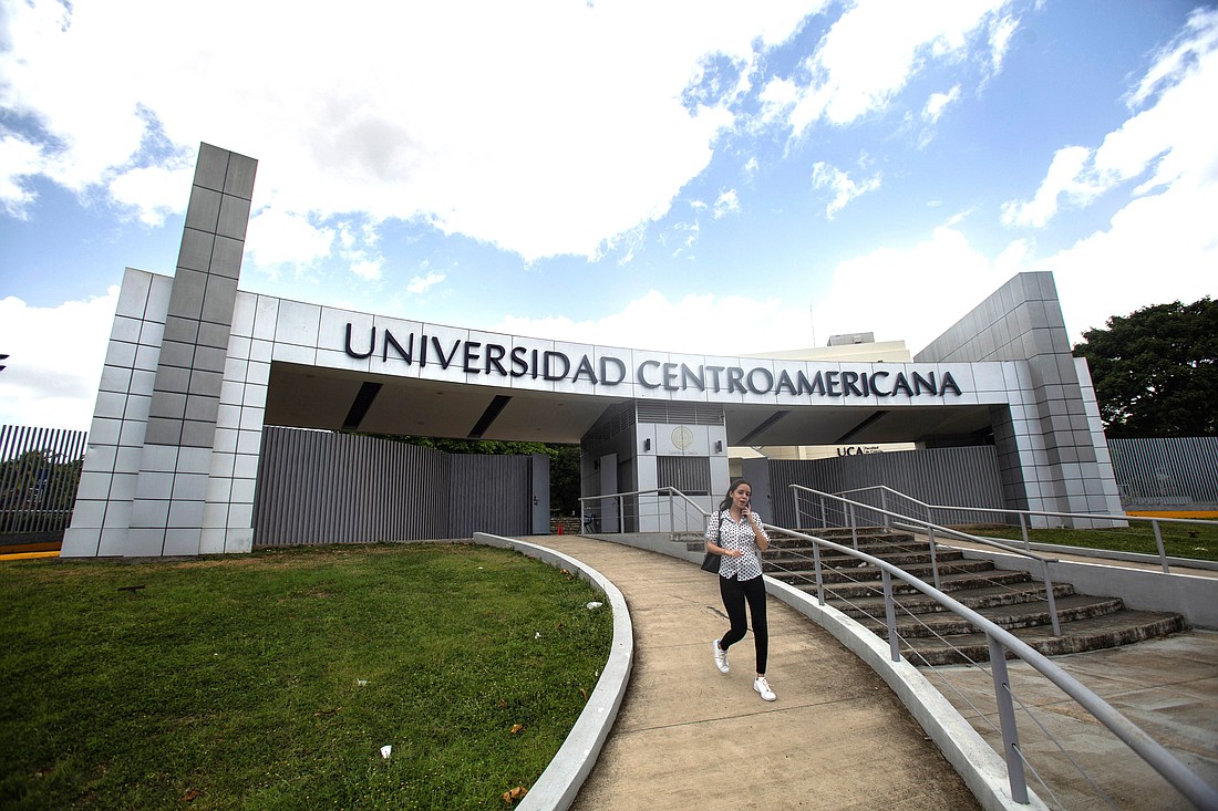 A woman leaves the Jesuit-run Central American University in Managua, Nicaragua, Aug. 16, 2023. The university suspended operations Aug. 16 after Nicaraguan authorities branded the school a "center of terrorism" the previous day and froze its assets for confiscation. (OSV News photo/Reuters)
