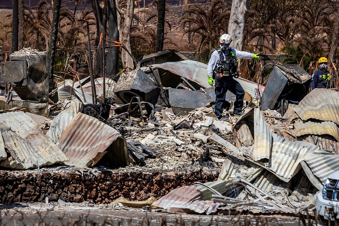 Search, rescue and recovery personnel conduct search operations in areas of the fire-ravaged town of Lahaina on the Hawaiian island of Maui Aug. 15, 2023. (OSV News photo/Staff Sgt. Matthew A. Foster, U.S. Army National Guard handout via Reuters)