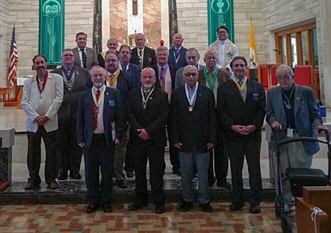 Pictured are the newly installed members of the Ewing Council, Knights of Columbus, with chaplain, Father Ariel Robles. Courtesy photo