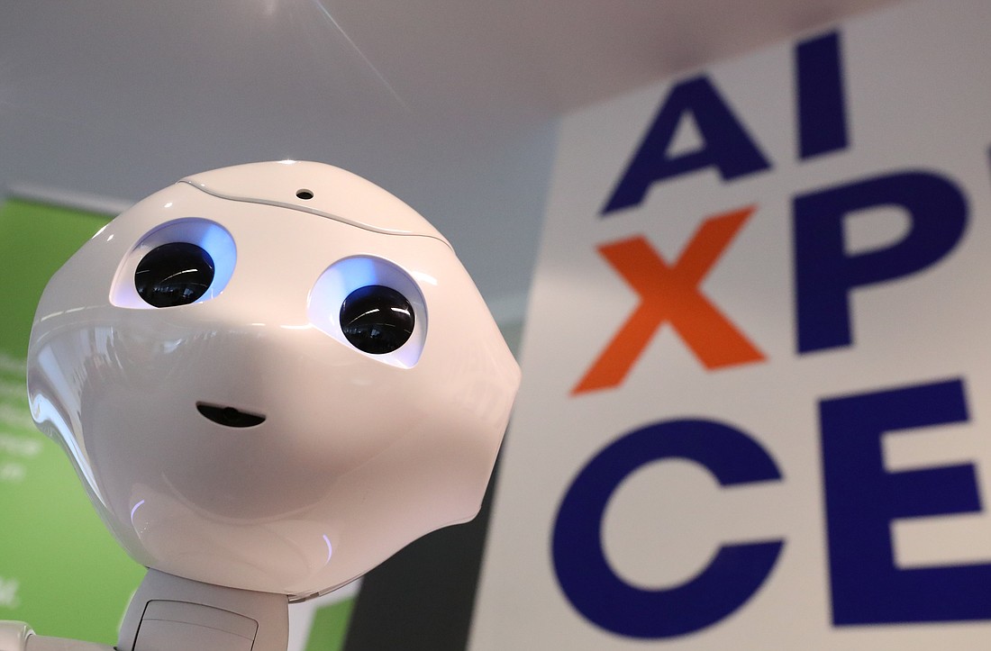 A robot equipped with artificial intelligence is seen at the AI Xperience Center in Brussels, Feb. 19, 2020. (OSV News photo/Yves Herman, Reuters)