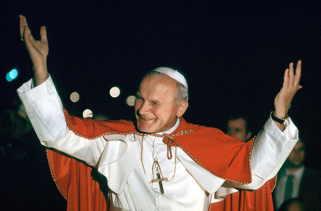 St. John Paul II smiles during a 1980 visit to Paris in this file photo. (OSV News photo/Giancarlo Giuliani, CPP)