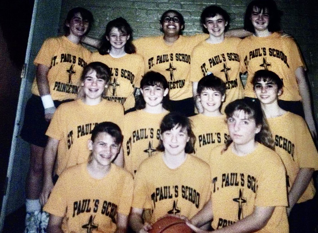 Back row, second from left, Amy (Cooke) Vannozzi poses with her eighth grade St. Paul School teammates. Courtesy photo
