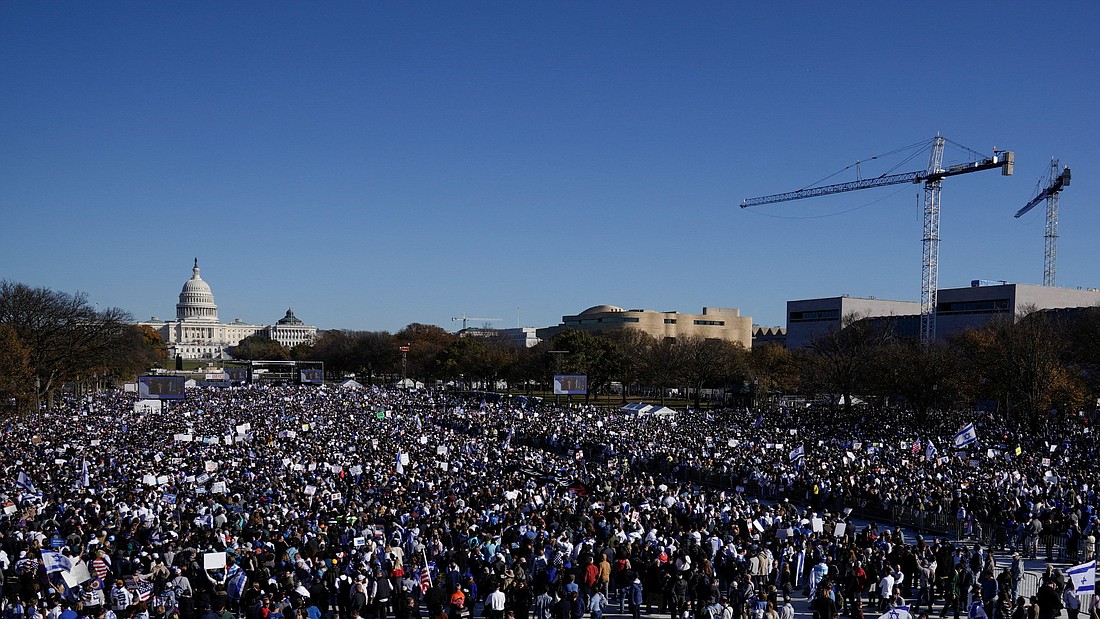 Israeli Americans and supporters of Israel gather in solidarity with Israel and to protest antisemitism during a rally on the National Mall in Washington Nov. 14, 2023., amid the ongoing conflict between Israel and the Palestinian group Hamas. (OSV News photo/Elizabeth Franz, Reuters)
