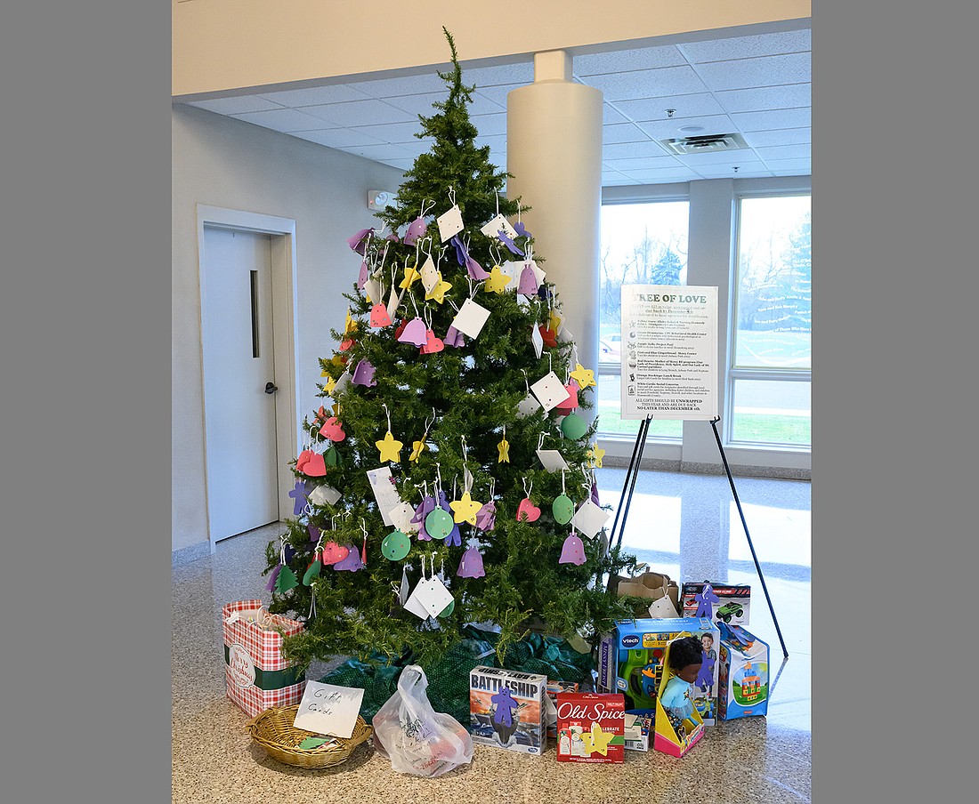 A Jesse Tree in St. Mary Parish, Colts Neck, is filled with gift tags for those in need. Mike Ehrmann photo