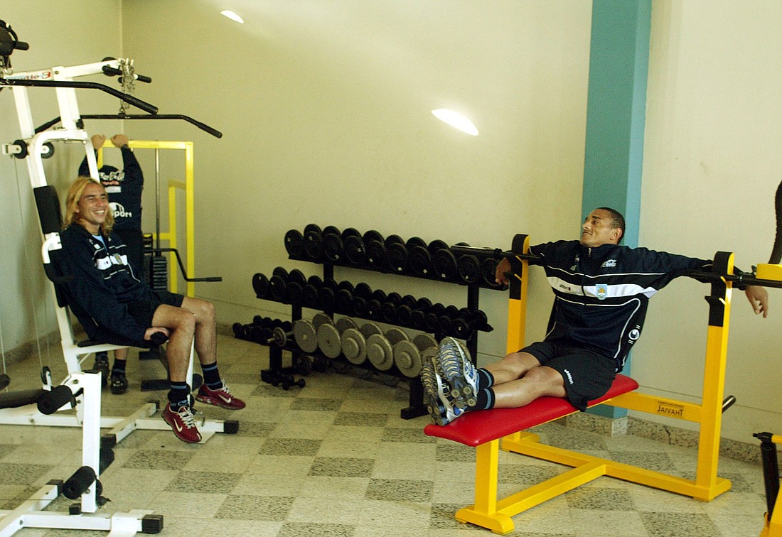 Uruguayan athletes are pictured in a file photo chatting at a gym. (OSV News photo/Andres Stapff, Reuters)