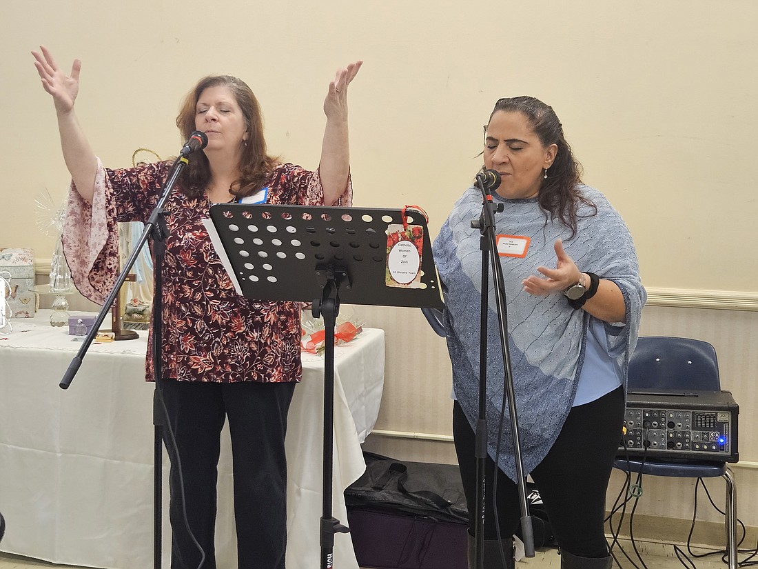 Song leaders invite the women to Sing and dance at the conference. Mary Stadnyk photos
