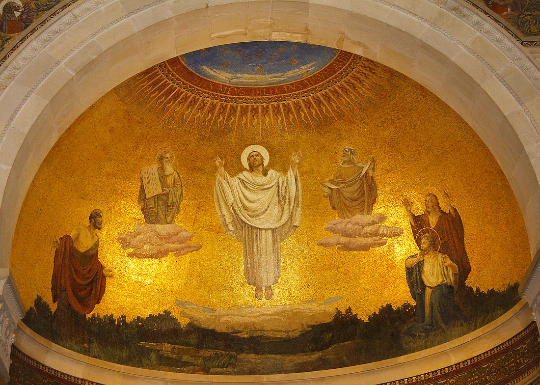 This image of the Transfiguration appears high above the altar in the Church of the Transfiguration on Mount Tabor Israel. For his Gospel reflection for the Second Sunday of Lent, Father Garry Koch speaks of the Covenant God made with all of humanity. Photo from Shutterstock.com.