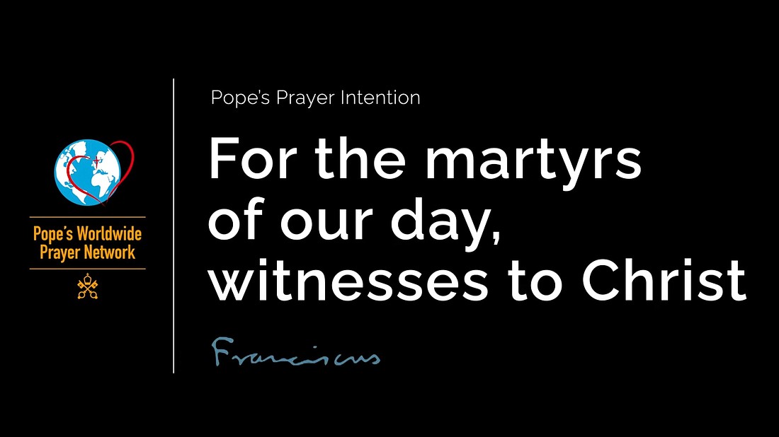 For the month of March, the Pope's Worldwide Prayer Network is dedicated to modern martyrs as witness to Christ as can be seen in this screen grab from the video. (CNS photo/ThePopeVideo.org).