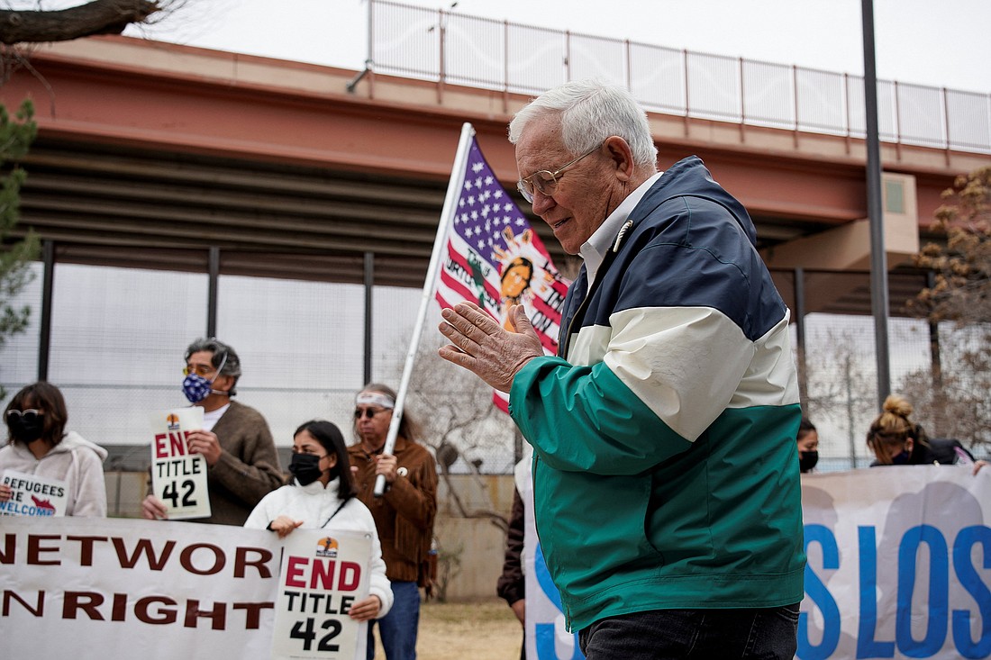 Ruben Garcia, director of Annunciation House, attends a march to demand an end to the immigration policy called "Title 42" and to support the rights of migrants coming to the border in downtown El Paso, Texas, Jan. 7, 2023. (OSV News photo/Paul Ratje, Reuters)