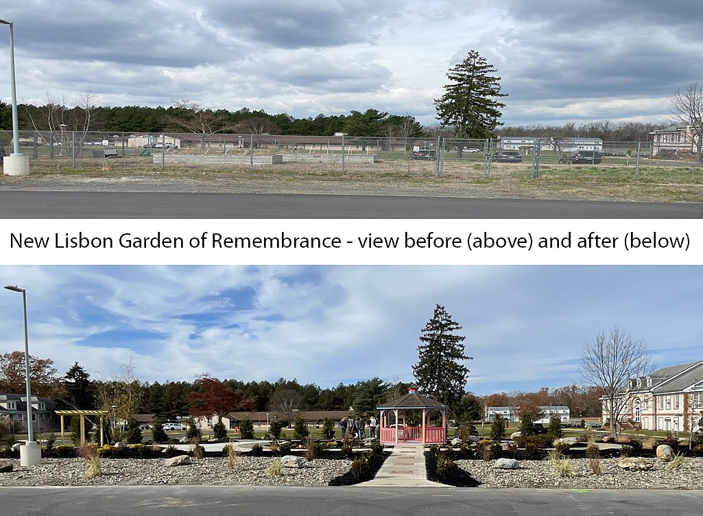 New Lisbon Garden of Remembrance -- view before (top) and after (bottom). Courtesy photo