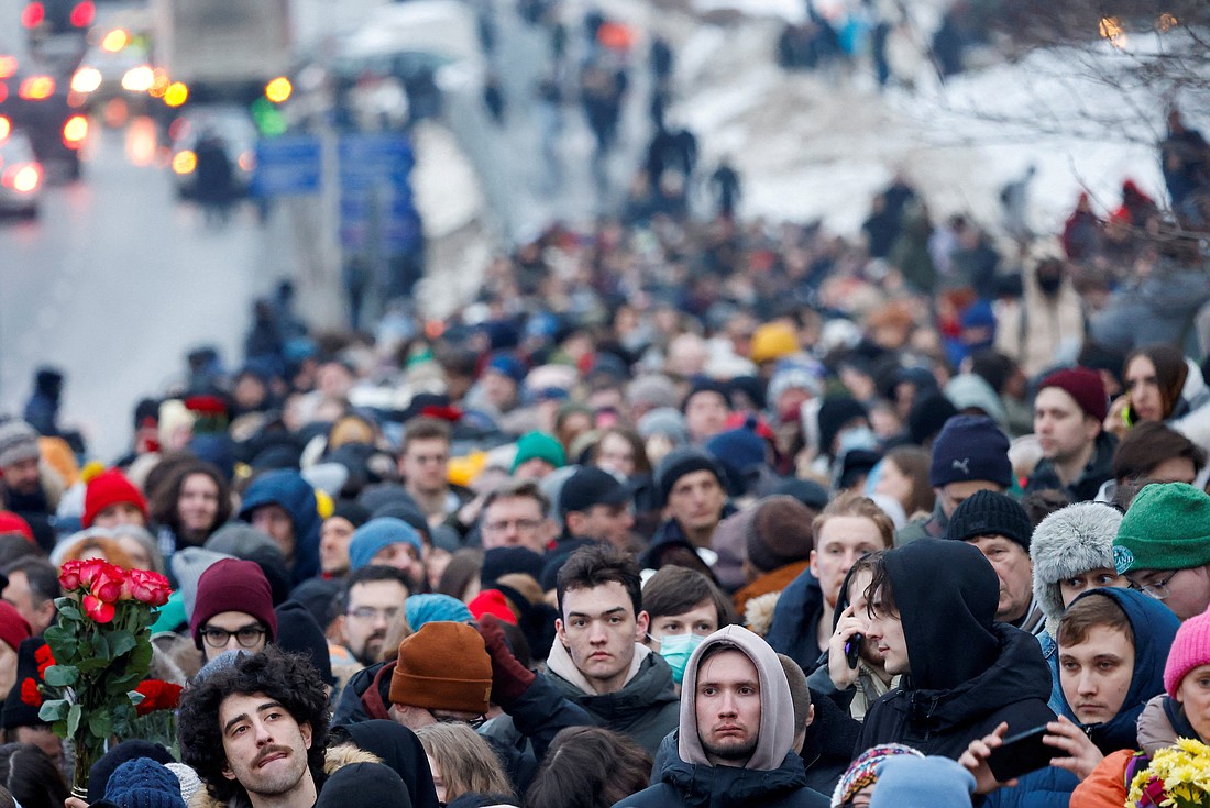 People walk toward the Borisovsky Cemetery during the funeral of Russian opposition politician Alexei Navalny in Moscow March 1, 2024. (OSV News photo/Reuters)