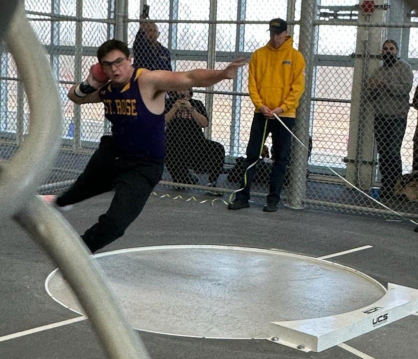 Josh Huisman gets set to launch the shot put at the March. 3 Meet of Champions on Staten Island. Courtesy photo