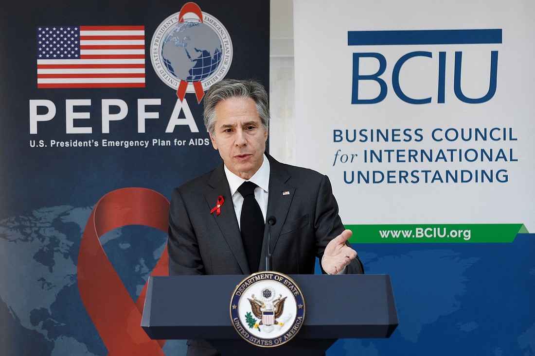 U.S. Secretary of State Antony Blinken delivers remarks on PEPFAR, the U.S. President's Emergency Plan for AIDS Relief, at a World AIDS Day event hosted by the Business Council for International Understanding in Washington Dec. 2, 2022. (OSV News photo/ Jonathan Ernst, Reuters)