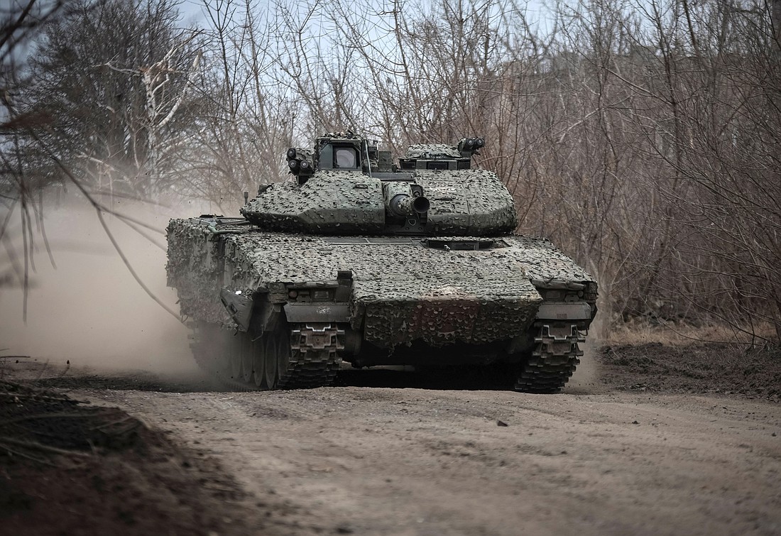 A Ukrainian CV-90 infantry fighting vehicle is driven near the front-line town of Chasiv Yar in the Donetsk region March 5, 2024, amid Russia's ongoing war on Ukraine, (OSV News photo/Oleksandr Ratushniak, Reuters)