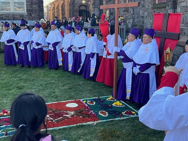 Part of the Good Friday observance in Our Lady of the Angels Parish, Trenton, was a morning reenactment of the Living Stations of the Cross. Matt Greeley photo