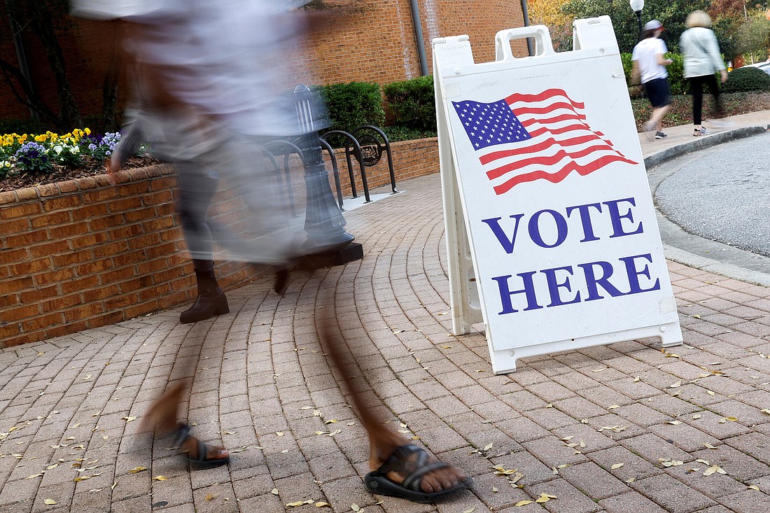 People at the Smyrna Community Center in in Smyrna, Ga., visit an early voting location during midterm elections Nov. 3, 2022. (CNS photo/Jonathan Ernst, Reuters)