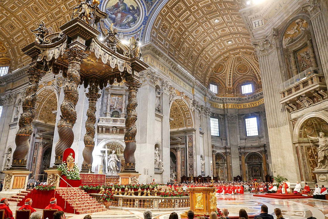 Pope Francis presides over Pentecost Mass in St. Peter's Basilica at the Vatican May 28, 2023. (CNS photo/Lola Gomez)