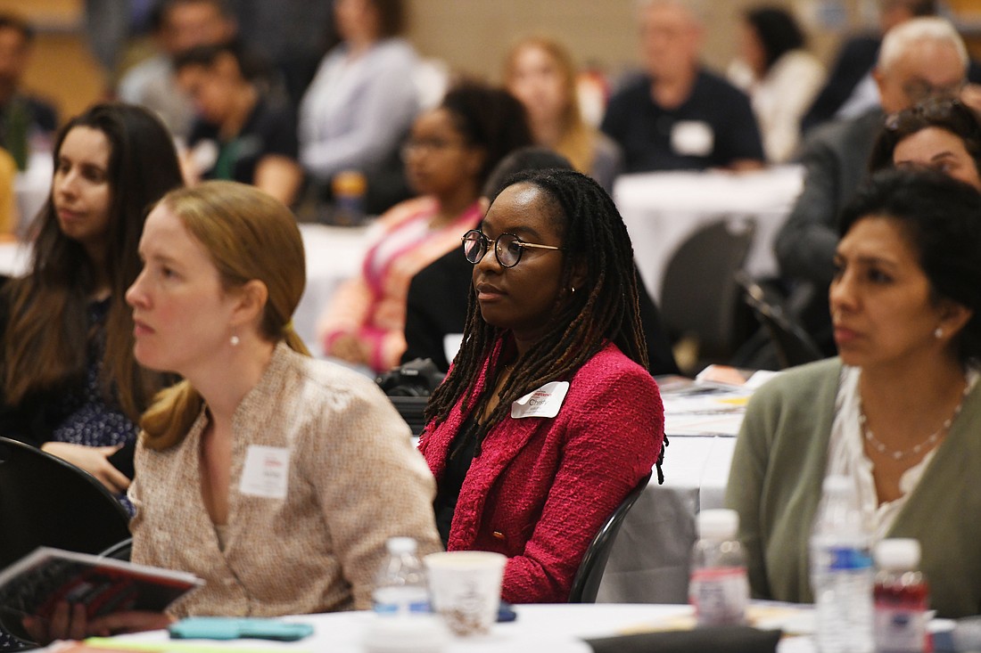 Attendees listen to speakers during an immigration conference at The Catholic University of America in Washington April 11, 2024. The conference was hosted by the university and the U.S. Conference of Catholic Bishops. (OSV News photo/Patrick Ryan, Catholic University of America)