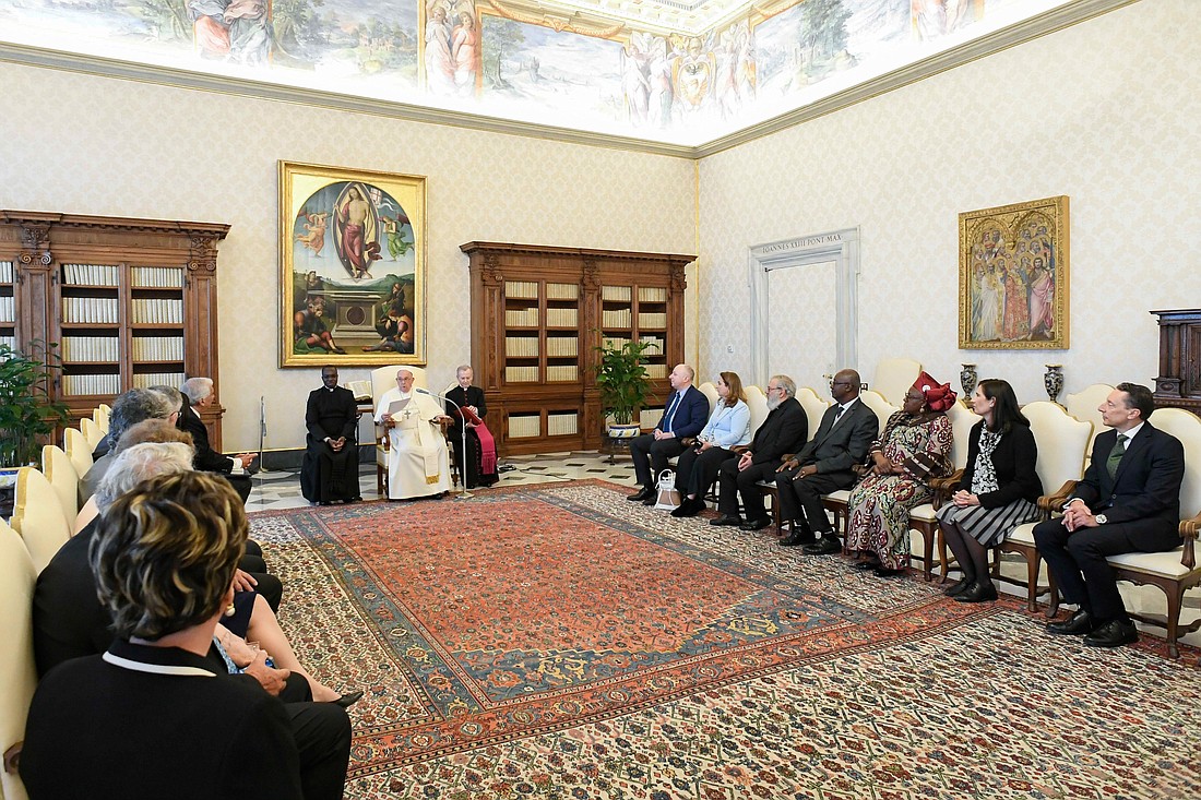 Pope Francis meets with international leaders of the Teams of Our Lady lay movement at the Vatican May 4, 2024. (CNS photo/Vatican Media)