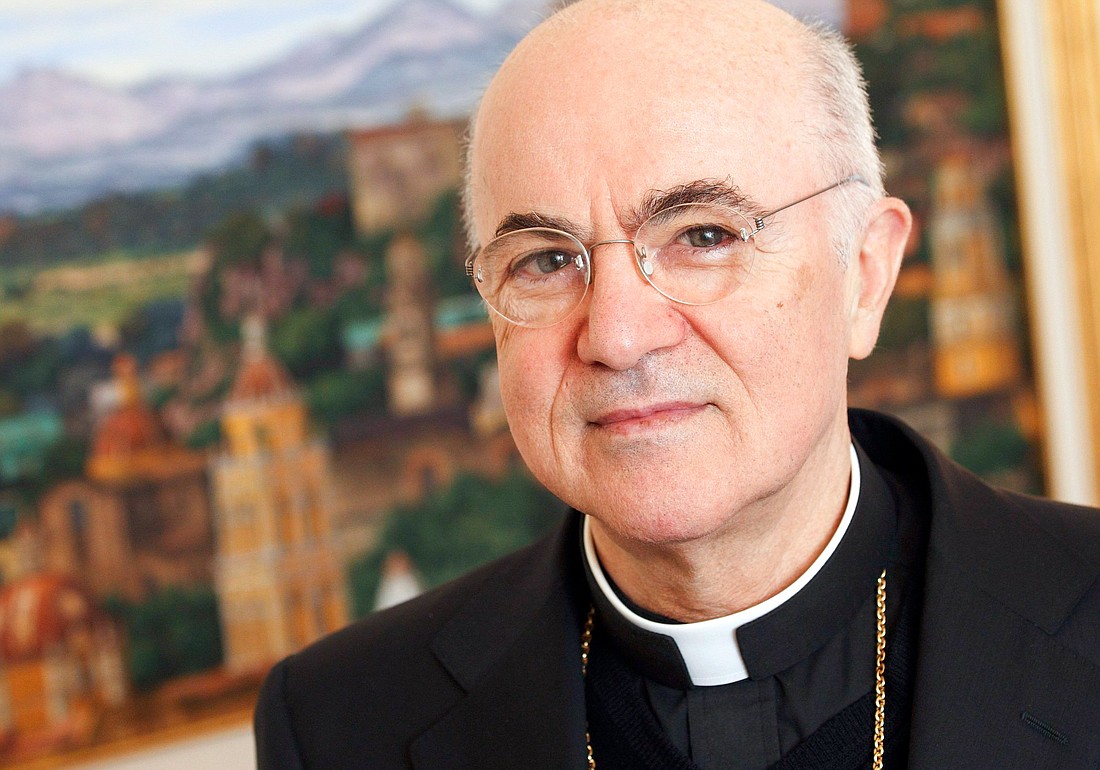 Italian Archbishop Carlo Maria Viganò is pictured at his residence at the Vatican in this Oct. 20, 2011, file photo. (CNS photo/Paul Haring)