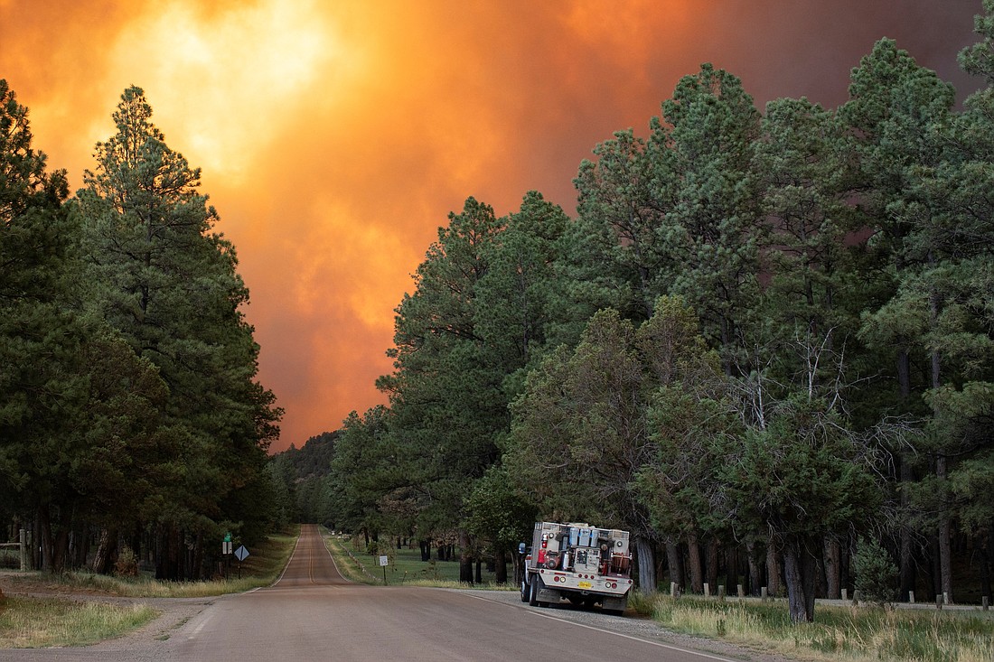 Firefighters wait to deploy to the South Fork Fire as it advances toward Cedar Creek in Ruidoso, New Mexico, June 17, 2024. (OSV News photo/Kaylee Greenlee Beal, Reuters).