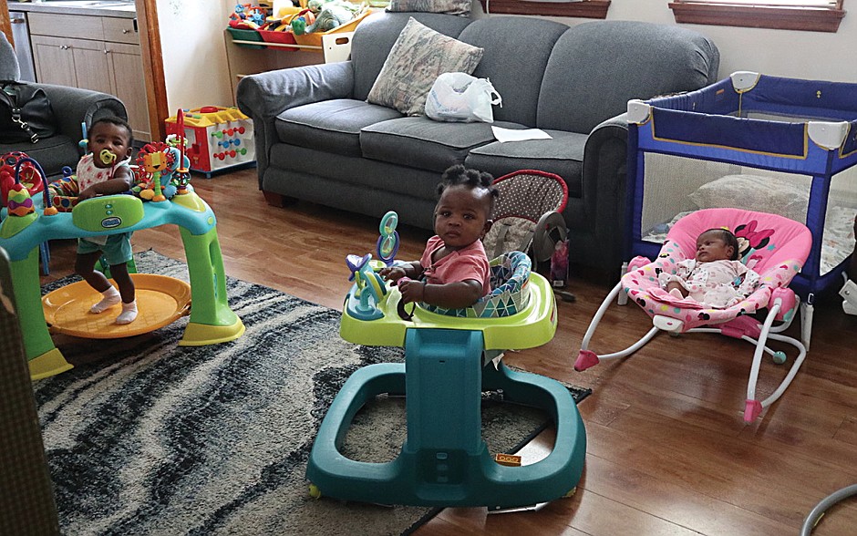 Toddlers enjoy playtime in the Good Counsel Homes residence in Riverside. Courtesy photo