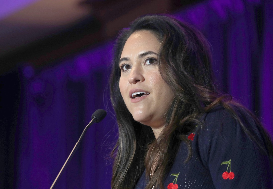 Montse Alvarado, president and chief operating officer of EWTN News Inc., the EWTN Global Catholic Network, speaks June 21, 2024, during the Catholic Media Conference in Atlanta. (OSV News photo/Bob Roller)