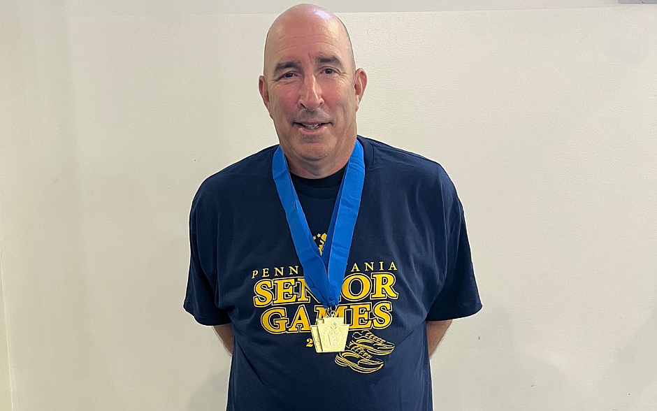 Notre Dame Athletic Director Nate Webber showed that he still has the shooting touch by winning gold medals in free throw shooting and 3-point shooting at the Pennsylvania Senior Olympics. Contributed Photo