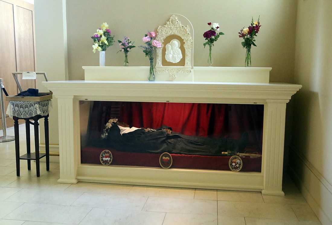 The St. Joseph shrine where the body of Sister Mary Wilhelmina Lancaster, foundress of the Benedictines of Mary, Queen of Apostles, lies in the Abbey of Our Lady of Ephesus in Gower, Mo., May 26, 2024. (OSV News photo/Megan Marley)