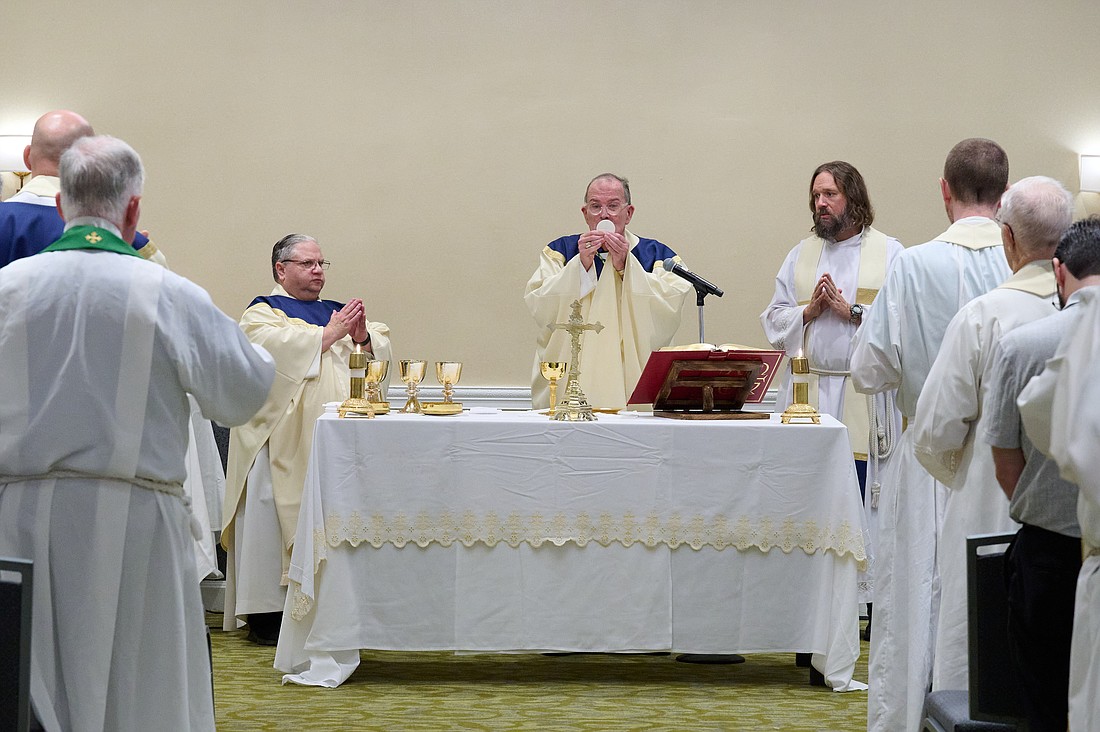 Bishop O'Connell celebrates Mass during the second day of the Clergy Convocation. Mike Ehrmann photo