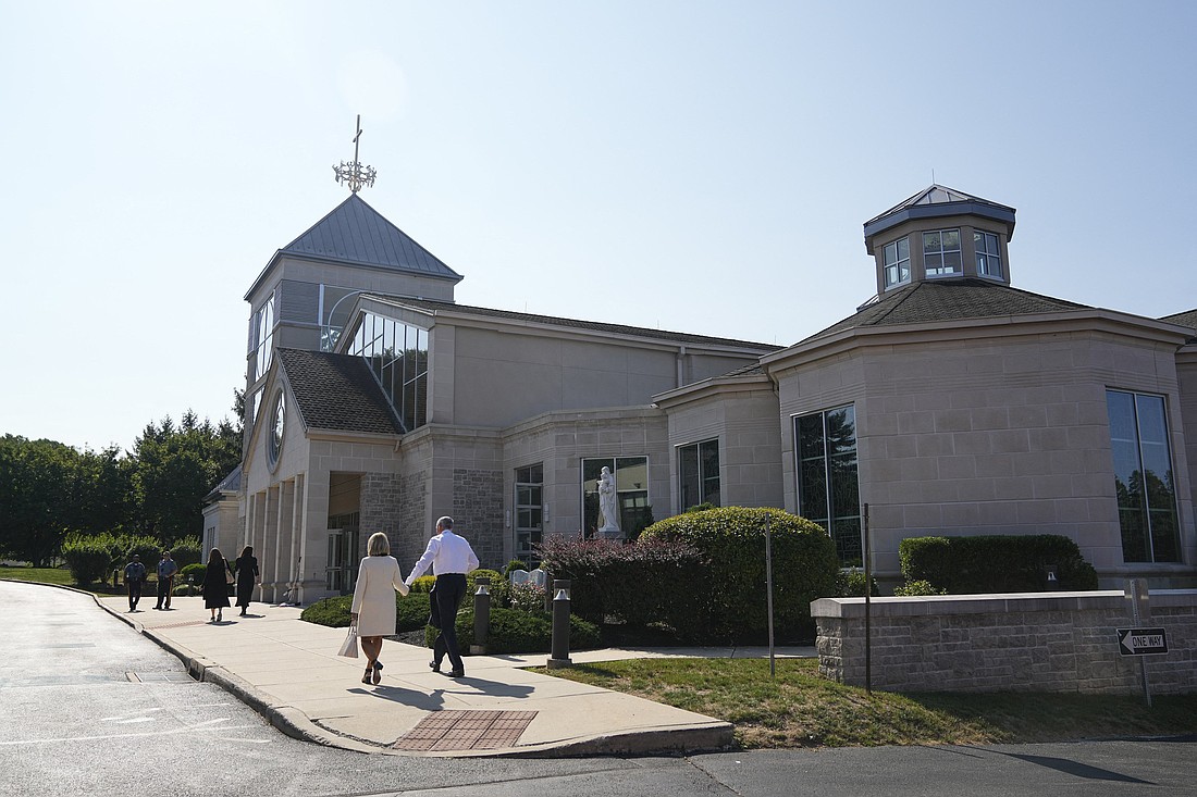 Members of the Columbus Blue Jackets hockey team arrive Sept. 9, 2024, at St. Mary Magdalen Church in Media, Pa., for the funeral Mass of Columbus Blue Jackets hockey player Johnny Gaudreau and his brother, Matthew. The brothers died in New Jersey after being hit by a drunk driver while riding bicycles Aug. 29. (OSV News photo/Adam Cairns, USA TODAY Network via Imagn Images/Reuters)