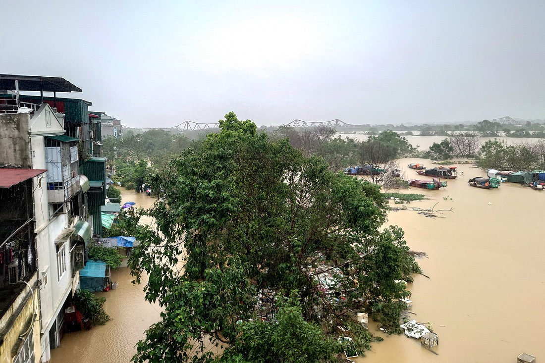 A flooded street is seen in Hanoi, Vietnam, Sept. 11, 2024, following the impact of Typhoon Yagi. (OSV News photo/Khanh Vu, Reuters)