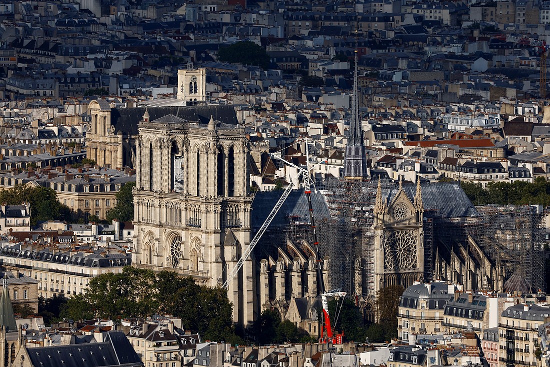 A general view shows Notre Dame Cathedral in Paris Aug. 25, 2024, the day of commemoration ceremonies marking the 80th anniversary of the liberation of Paris from Nazi rule. (OSV News photo/Christian Hartman, Reuters)