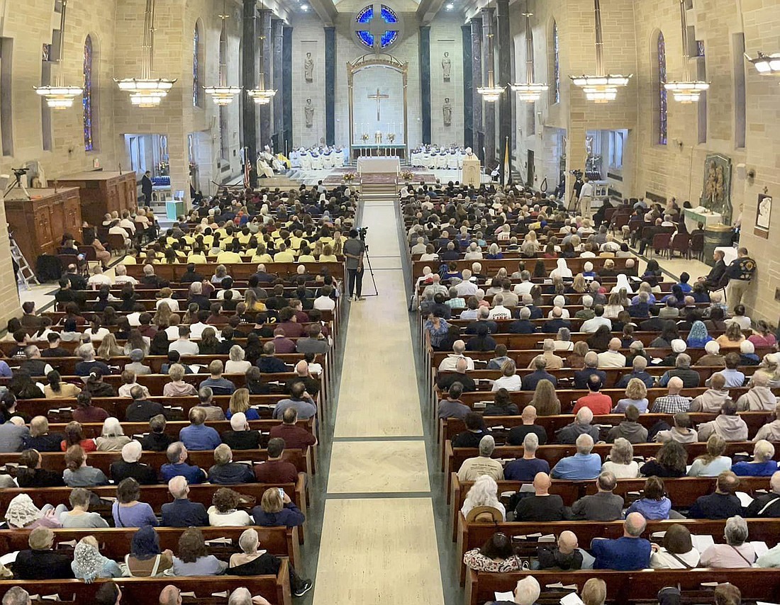 St. Mary of the Assumption Cathedral was filled with faithful from throughout New Jersey who gathered for the first Mass for Life. An overflowing crowd of several hundred more watched a livestream of the Mass in the Cathedral dining hall. Facebook photo