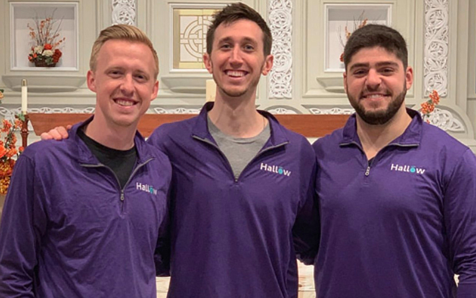 Hallow app co-founders Alex Jones, Alessandro DiSanto and Erich Kerekes pose together for this undated photo. Hallow, a Catholic prayer and meditation app, has been partnering with Catholic colleges and universities to help students build a vibrant prayer life. (OSV News photo/courtesy Hallow)