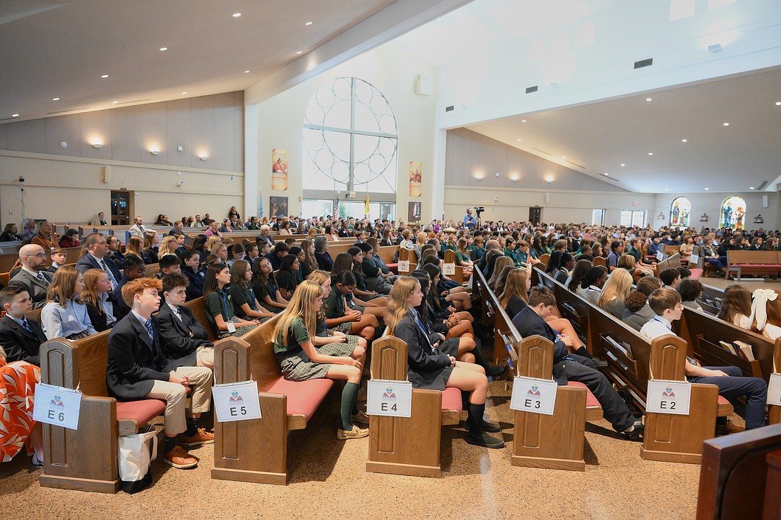 Catholic school students, along with their principals, teachers and parents, gather for the Catholic Schools Mass celebrated Oct. 10 by Bishop O'Connell. Mike  Ehrmann photo