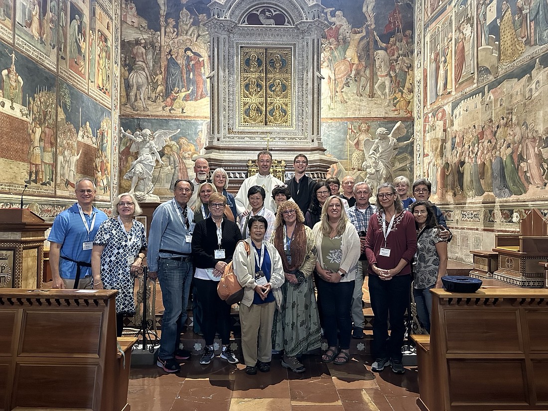 The pilgrims gather for a group photo in Orvieto miracle chapel. Courtesy photo