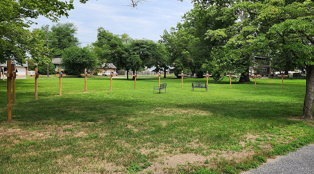 Shown is the Stations of the Cross garden on the grounds of Resurrection Parish, Delran, that was Cole Malinowski’s Eagle Scout project. Courtesy photo