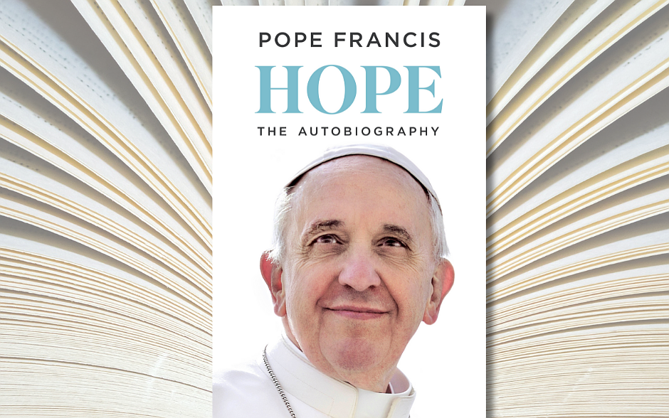 The cover of "Hope," described as an autobiography by Pope Francis, is seen Oct. 16, 2024, the date an Italian publisher announced its worldwide publication Jan. 14, including by Viking in the United Kingdom. (CNS photo/courtesy Viking)