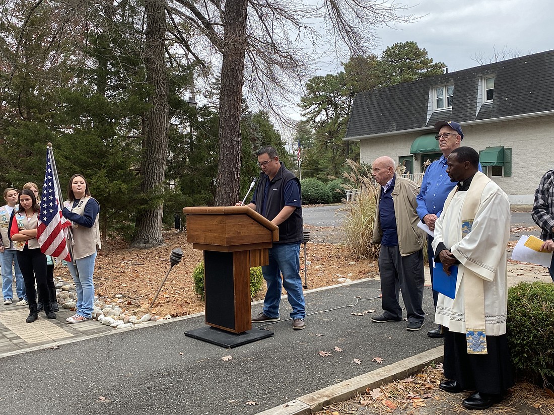 The Veterans Day ceremony held at the Knights of Columbus memorial on the grounds of St. Elizabeth Ann Seton Parish, Whiting. Kayla Latendresse photo