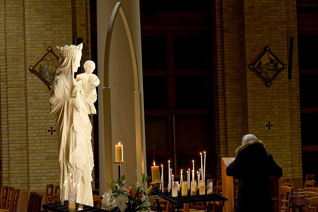 The Virgin and Child, also referred to as the Virgin of Paris or the Virgin of the Pillar, is Notre Dame Cathedral's most emblematic object. It was surprisingly spared by the fire on April 15, 2019, and has since been housed in the church of Saint-Germain l'Auxerrois. A copy of the statue has been traveling among parishes the Archdiocese of Paris since Nov. 7. (OSV New photo/Trung Hieu Do, courtesy Archdiocese of Paris)