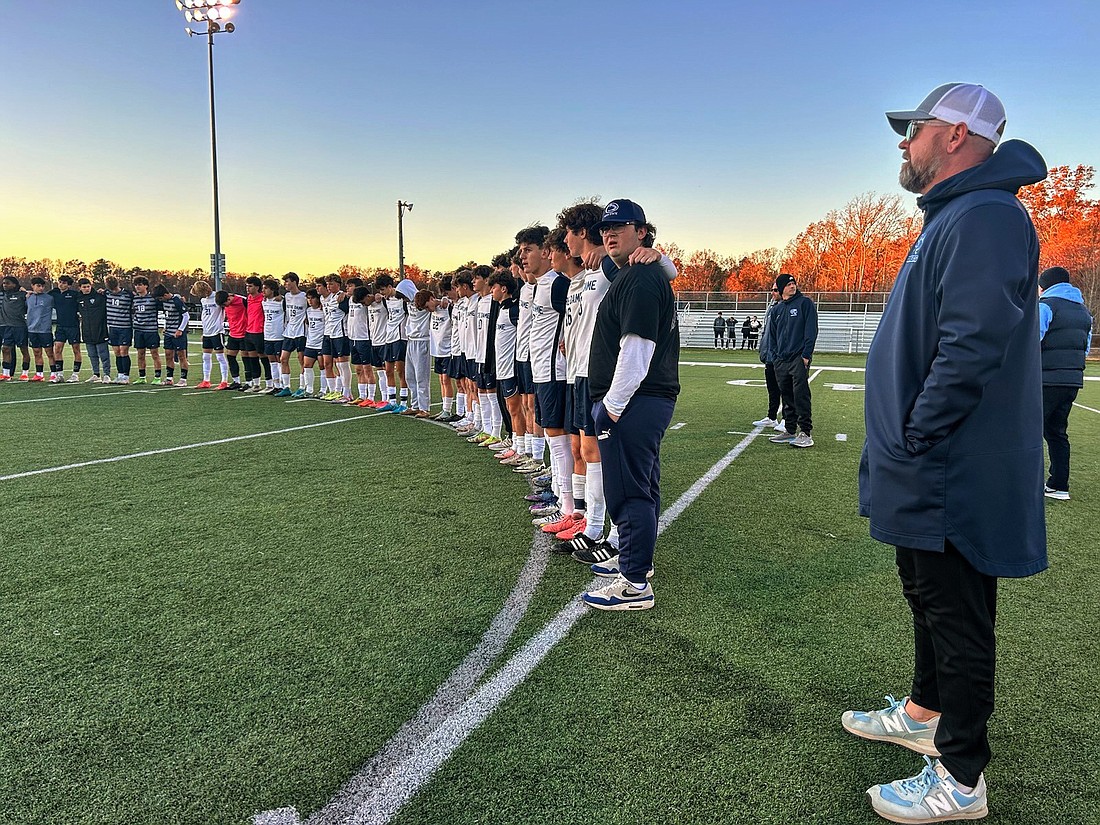 Notre Dame soccer team members gather before their Nov. 12 game against St. Augustine Prep. Photo courtesy of Bryan Fisher