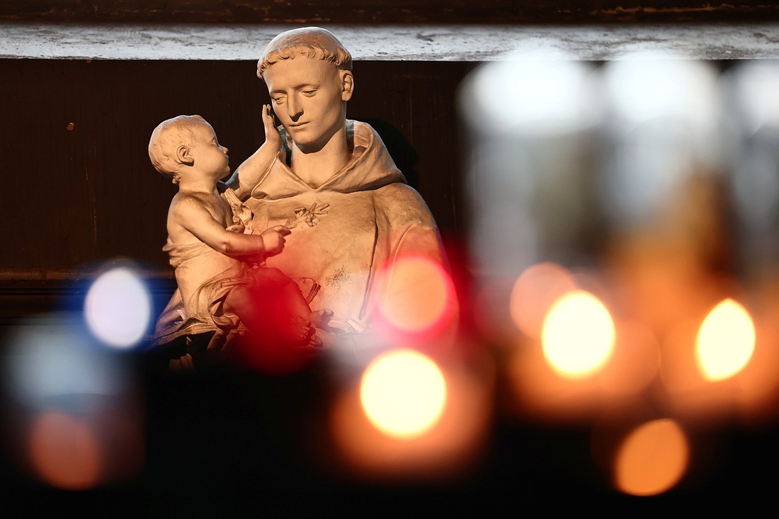 A statue of St. Anthony of Padua is displayed inside the Church of St. Sulpice in Paris Oct. 4, 2021. The Vienna-based Observatory on Intolerance and Discrimination against Christians in Europe revealed widespread intolerance and discrimination against Christians in Europe in its Nov. 15, 2024, report, published in cooperation with the Organization for Security and Co-operation in Europe, or OSCE, and its Office for Democratic Institutions and Human Rights. (OSV News photo/Sarah Meyssonnier, Reuters)