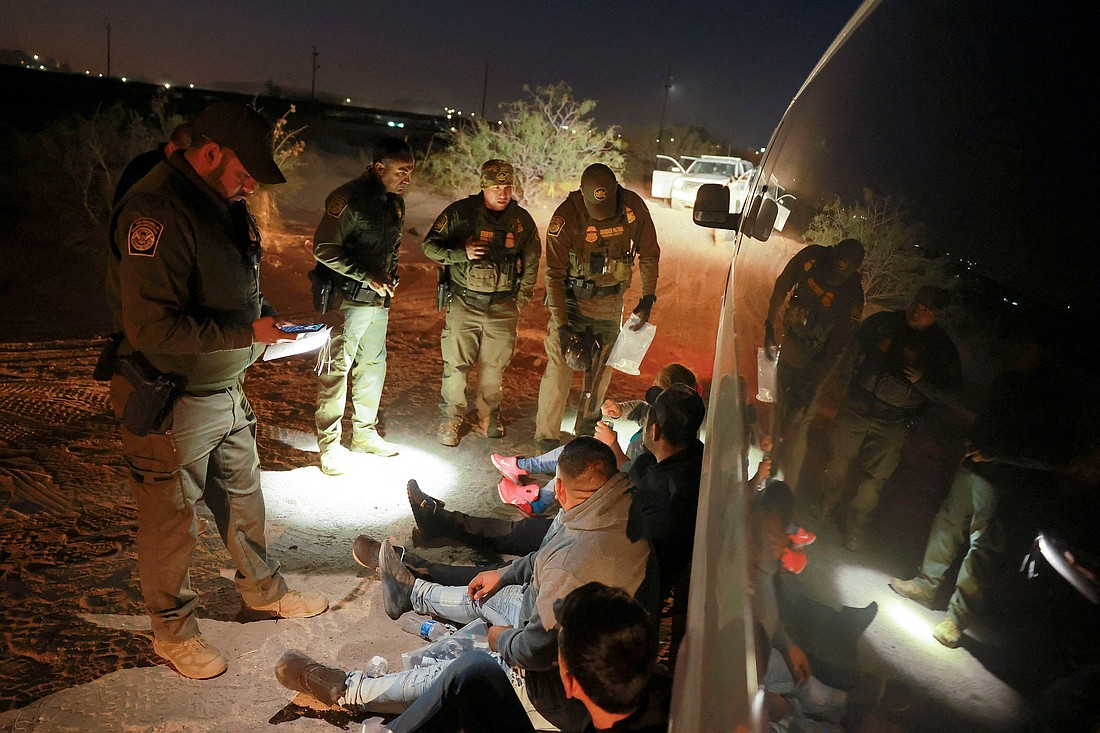 Migrants are detained by U.S. Border Patrol agents in Sunland Park, N.M., Oct. 24, 2024, after they crossed into the United States from Mexico. (OSV News photo/Jose Luis Gonzalez, Reuters)