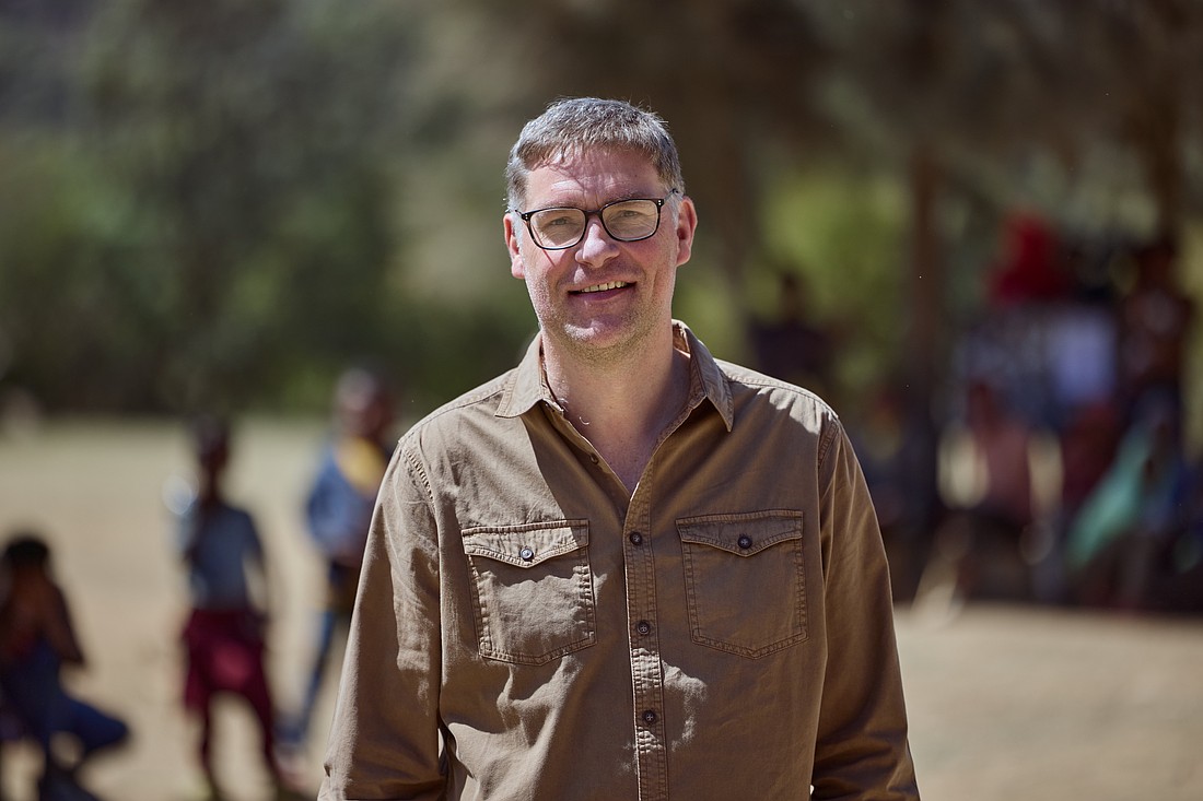 Magnus MacFarlane-Barrow, founder of Mary's Meals, is seen in a 2024 photograph in Ethiopia. The charity started in 2002 with meal distribution to 200 children in two primary schools in Malawi. Today, Mary's Meals serves meals to 2,429,182 children every school day across 17 countries. (OSV News photo/Armstrong Kiprotich, courtesy Mary's Meals)