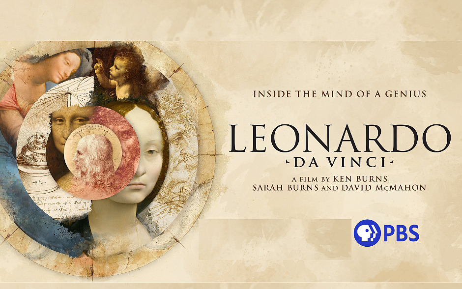 A promotional graphic for the documentary "Leonardo da Vinci" filmed by Ken Burns, Sarah Burns & David McMahon, which airs Nov. 18 and 19, 2024, on PBS. (OSV News graphic/courtesy Leonardo da Vinci film)