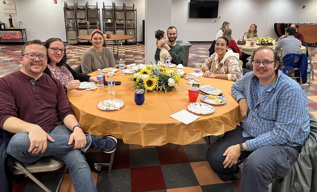 A festive Friendsgiving celebration was hosted in St. Isaac Jogues Parish, Marlton, bringing young adults together from several Burlington County parishes. Elizabeth Zimak photo