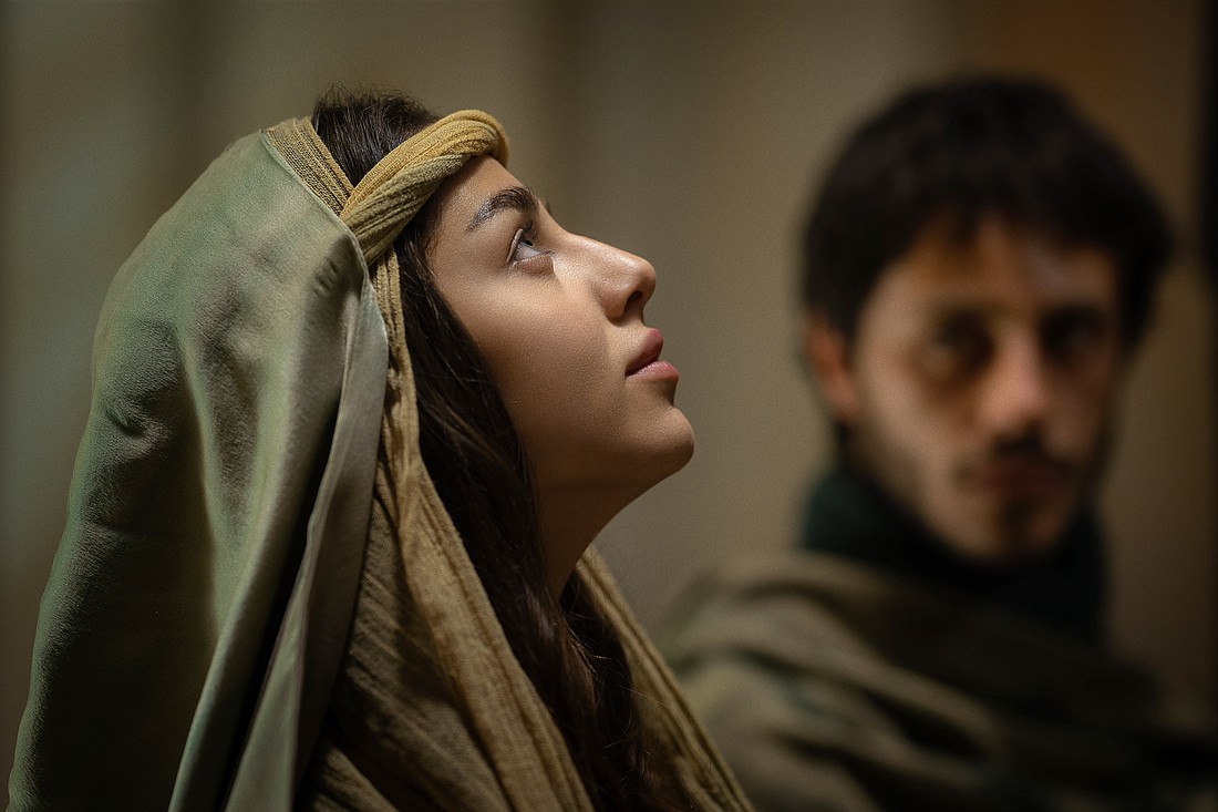 Noa Cohen as Mary and Ido Tako as Joseph star in a scene from the Netflix movie "Mary." (OSV News photo/Christopher Raphael, Netflix)